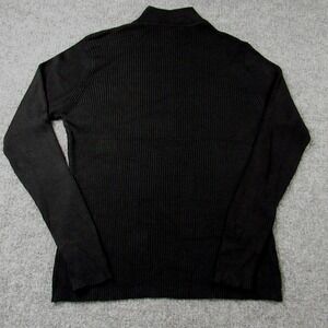 Vintage Pendleton Sweater Petite Medium Black Mock Neck Ribbed Knit Silk Top 90s